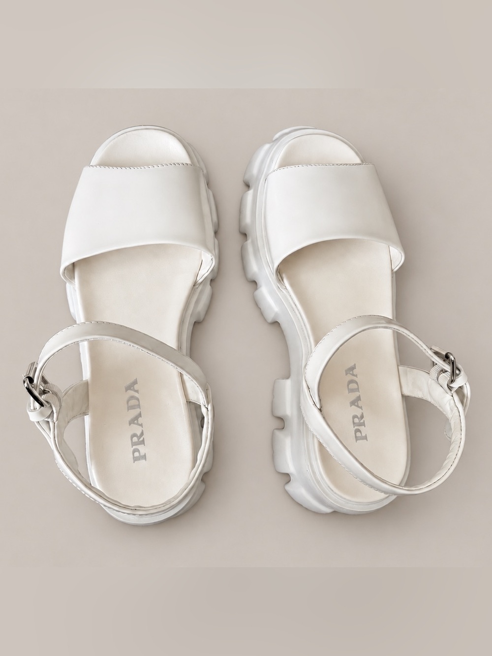 Prada Monolith White Platform Sandals Size 8